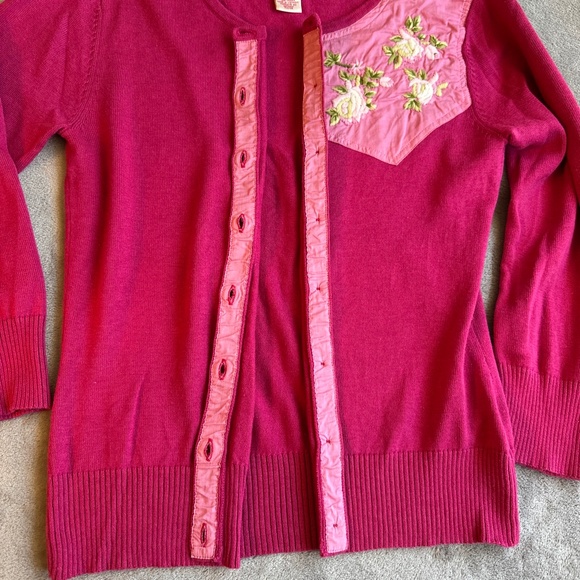 Vintage Cardigan Nine West Women's Small Embroidered Floral Pink Western Girly - Picture 8 of 8